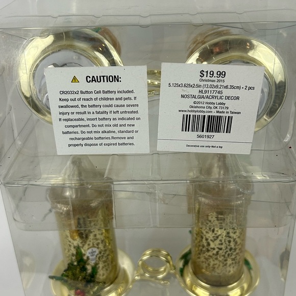 NWT 2 Packs of 2 Candle Decor Battery Clips Gold Sparkle Holly Holiday Christmas - Picture 5 of 11